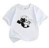 Kids Boys Girls 100% Cotton Crew Neck Short Sleeve T-Shirt, Cute Black White Dragon Pattern Casual Soft Summer Tee for Children Daily Wear