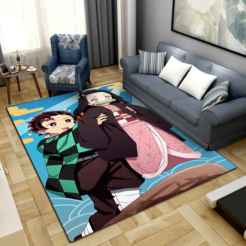 Tanjiro Kamado Nezuko Kamado Washable Non-Slip Rug Carpet Larget Floor Mat Bedroom Home Decor LXRa3