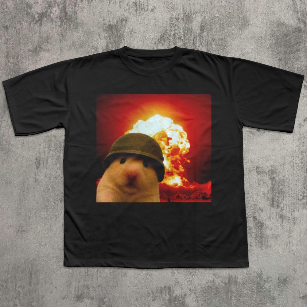 

Funny Explosion Hamster T-shirt Meme Shirt Weird Tee Unhinged Clothes Silly Shirts Gift Her Him Gen Z Humor Tshirt Ironic Tees S разноцветный