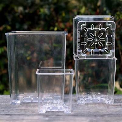 Yousheng Blumentopf Acryl Transparent Orchideen Pflanzgefäß Atmungsaktiv Hydrophober Boden Entwässerung Pflanzentopf Knollenwachstum Pflanzgefäß