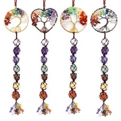 Seven Color Crystal Tree of Life Dream Catcher Car Pendant