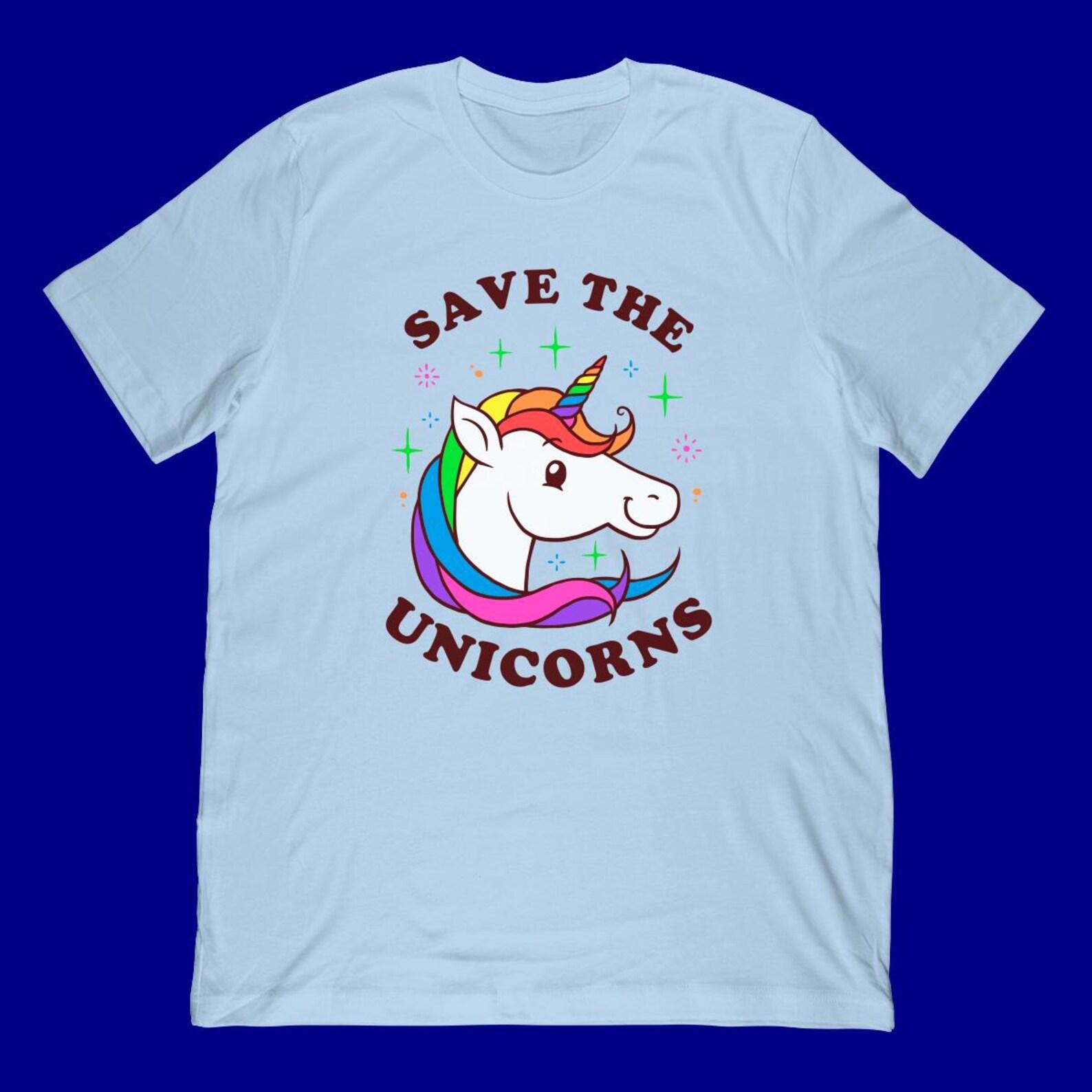 Save The Unicorns T-Shirt | Funny Graphic Tee for Unicorn Fans S