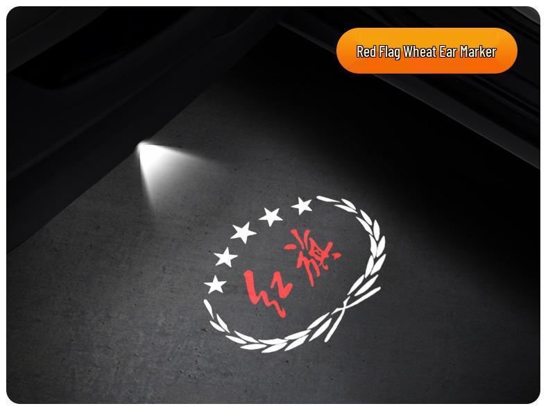 Compatible Ground Projection Car Door Light for Hongqi Models H5, H6, H7, HS7, H9, Shengshi - No Blue Edge