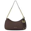 MK Nolita Chain Shoulder Bag With Removable MK Pop Charm Women Shoulder Bag Gold Brown Black 32R6GY5W6B-BROWN/BLK