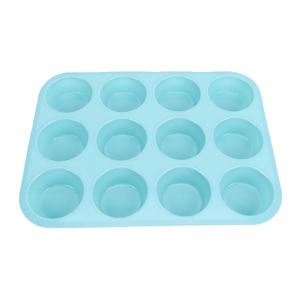 12 Cups Silicone Muffin Mold Nonstick Flexible Cupcake Liners Reusable Cake Mold for Baking