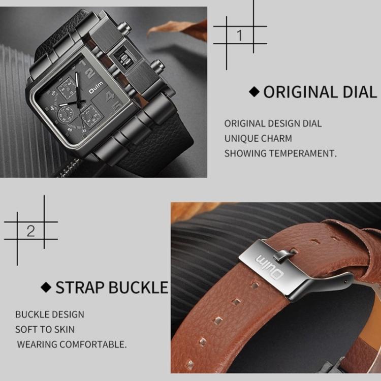 Oulm 3364 Herren Quadratisches Zifferblatt Lederarmband Quarz-Uhr