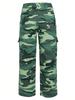 European-American Retro Women's High Waist Camouflage Cargo Pants with Wide Legs and Turn-Up Pockets - Style 8115