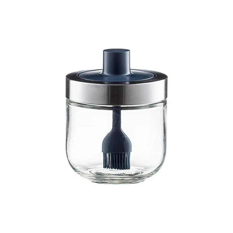 Outils d'assaisonnement, Combinaison de pots à épices, Couvercle cuillère intégré, Verre, Fournitures de cuisine, Salière, Bouteille à huile, Pot à assaisonnement