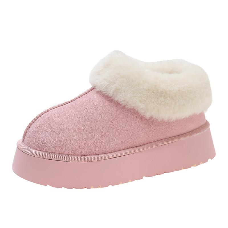 New autumn and winter one-pedal snow boots women's shoes plush integrated confinement cotton shoes plush thickened