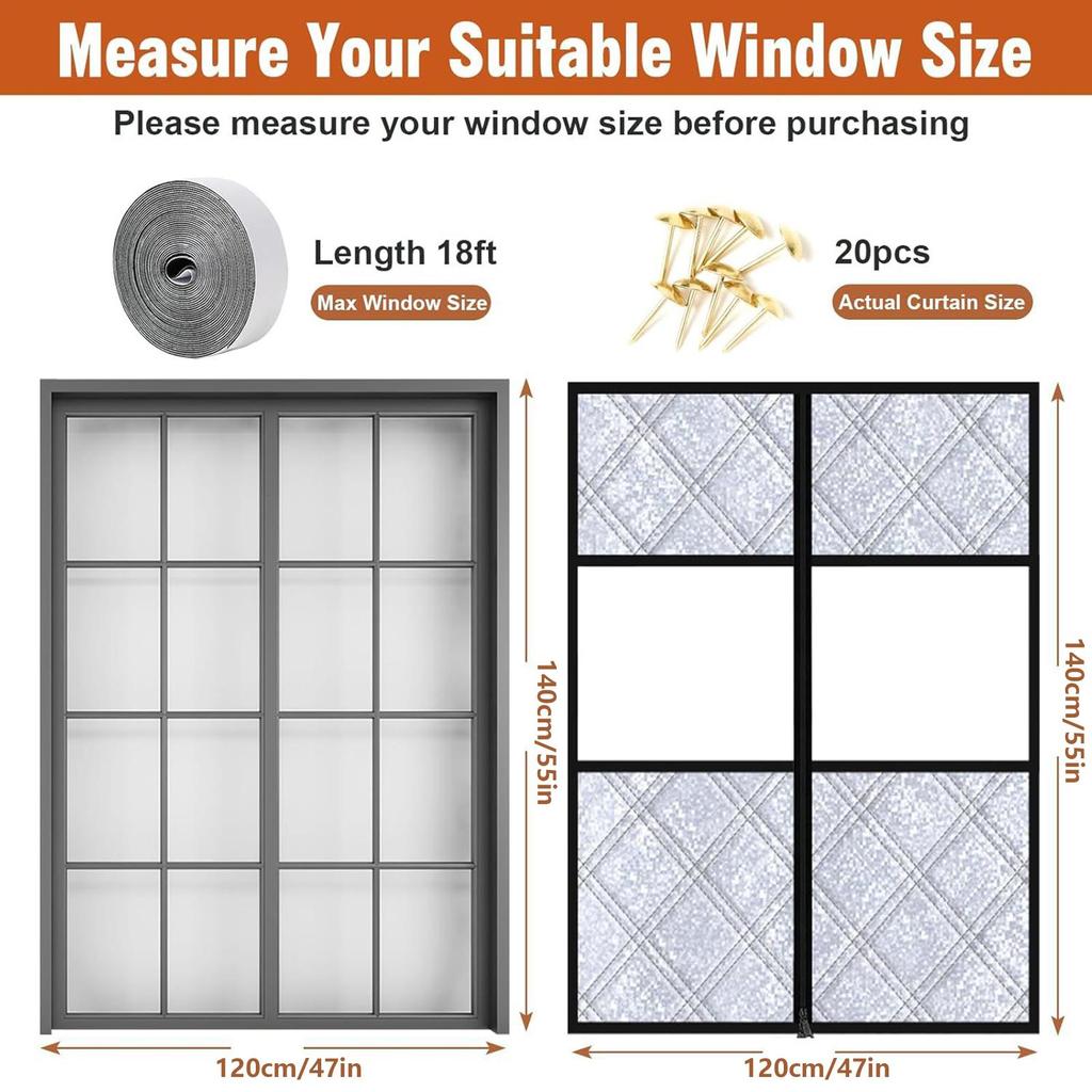 Thermal Window Cover For Winter No-Drill Roll-up Thermal Window Covering Drape For Apartment Dorm Bedroom Bathroom Rental House