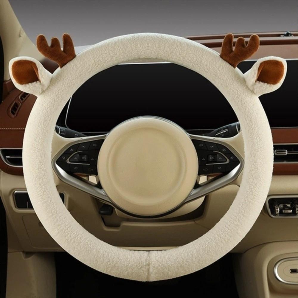 Warm Winter Plush Steering Wheel Cover Reindeer Antler Steering Wheel Cover Cars SUVs Trucks