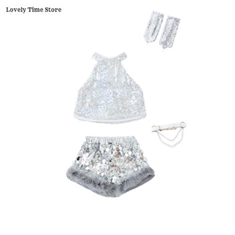 Hip Hop Girls Shiny Silver Crop Top Street Dance Sequin Shorts Kid K-pop Jazz Clothes Set Children Girl Group Streetwear Costume