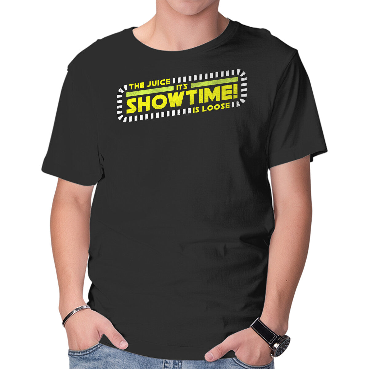 Unisex Crew Neck T-Shirt The Juice Is Loose Showtime Graphic Short Sleeve Casual Tee M