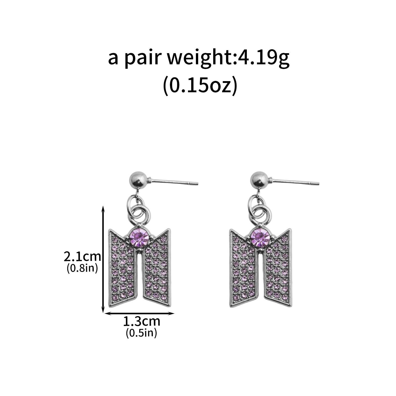 Elegantes Violettes Schmetterlings-Halsketten- & Diamant-BTS-Armband-Ohrringe Geschenkset gray