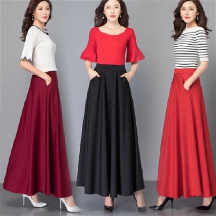 Spring/Summer Half Length Skirt Long Skirt High Waist Big Swing Skirt Women's Versatile Large Size Skirt