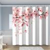 1pc White Background Flower Branch Pattern Printed Shower Curtain, Polyester Fabric with Hooks, Simple Style Window and Wall Bat