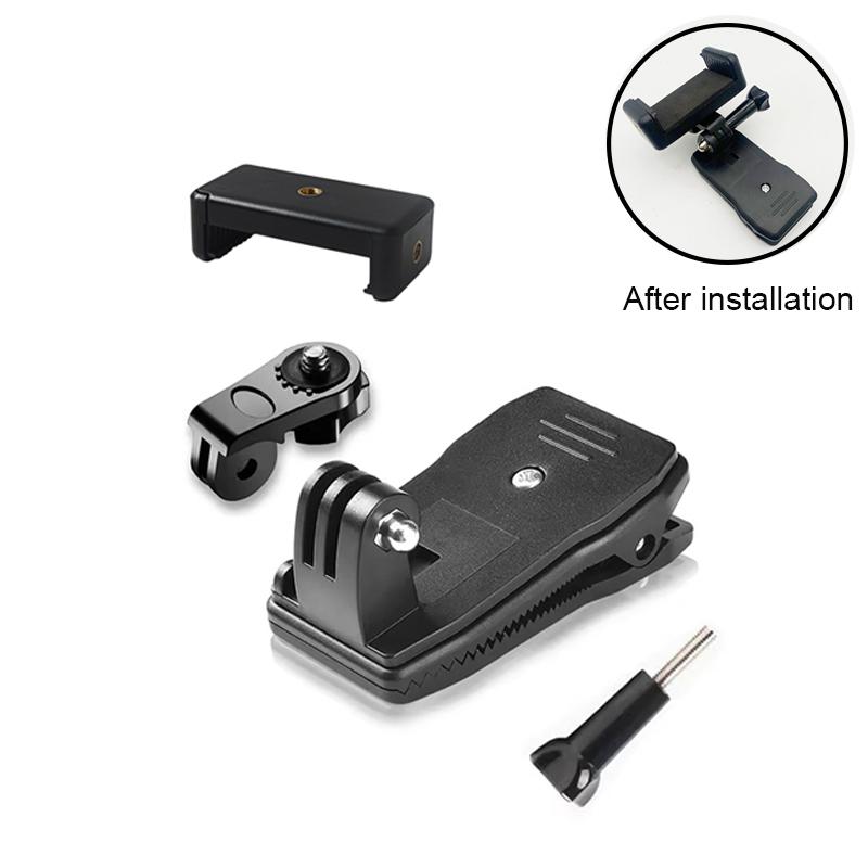 Backpack Strap Clip 161° Rotation Hat Belt Clamp Mount for Gopro 11 11 9 8 DJI Action 6 1Pro 1 Insta161 ACEPro X1 X1 Accessories