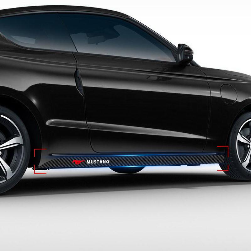 2Pcs Car Door Side Skirt Car Body Decal Fashion Carbon Fiber Stickers For Ford Mustang Zapatillas Miniatura Gt Shelby 2005 2015 Mujer 2012 2006