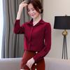 1111 Autumn New Satin Shirt Professional Long Sleeve Top Slim Bottom Lapel Solid Color Shirt Women's Lining
