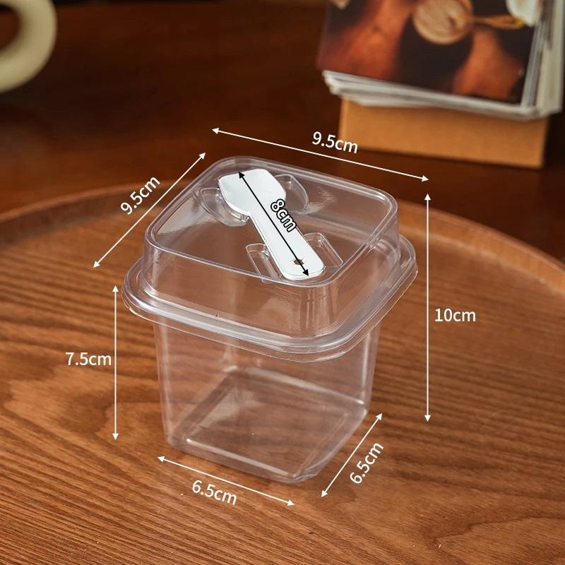 50Pcs 250Ml Disposable Plastic Dessert Cups With Lids Spoons Clear Mousse Containers Ideal For Ice Cream Trifles Fruit Cups