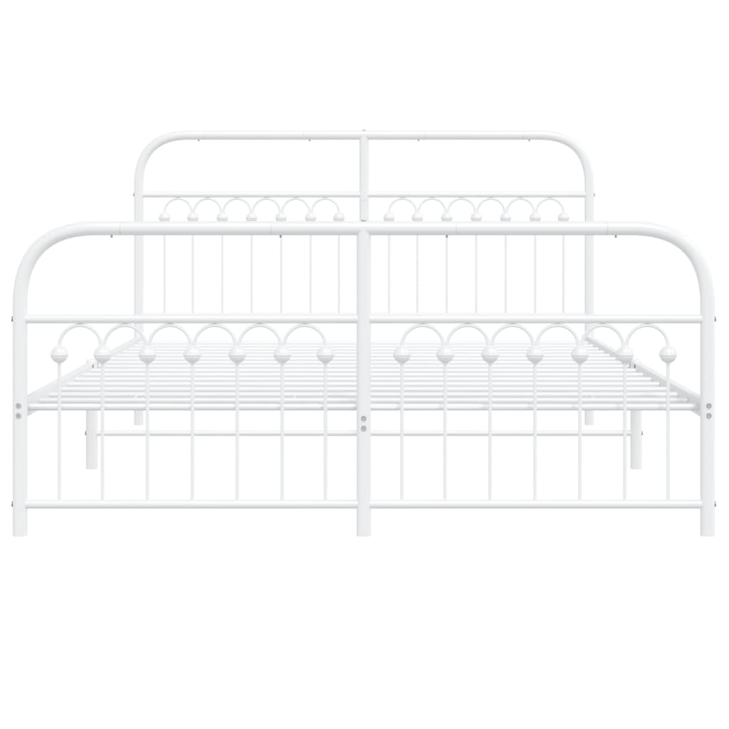 Bed Frame with Headboard and Footboard Metal White 150x200 cm