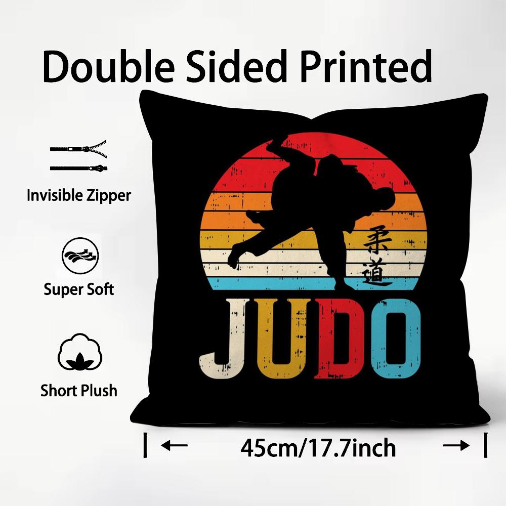 Sports Judo Martial Arts Cushion Cover Soft Decorative Pillow Case Suitable For Bedroom Sofa Car Travel Use