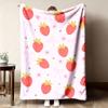1pc Strawberry Bow Print Blanket Soft Flannel Material Single-sided Print a Comfortable Gift Suitable for All Seasons Perfect for