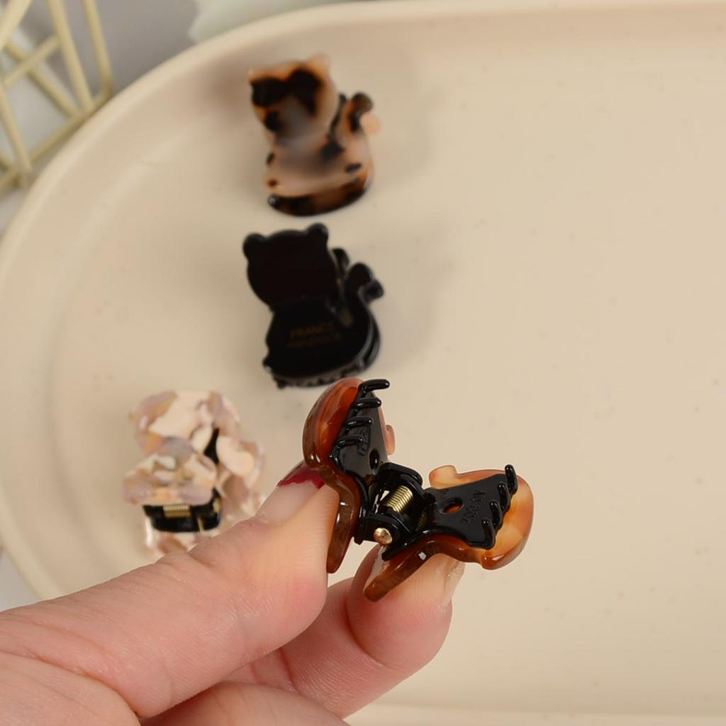 4-Piece Set of Cute Kitten Acetate Small Claw Clips for Half-Up Hairstyles, Cat Hair Clips for Ponytails, Women's Hair Accessories Suitable f