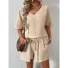 Einfarbige, lässige, lockere Sets mit kurzen Hosen für Damen, eleganter Sommeranzug für Damen, zweiteiliger Anzug, komplettes Set, weibliche Outfit-Kleidung