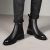 Fashion Men's Chelsea Boots British Style Short Boots Classic Business Leather Boot Plush Warm Winter Boots for Men Casual Leather Botas