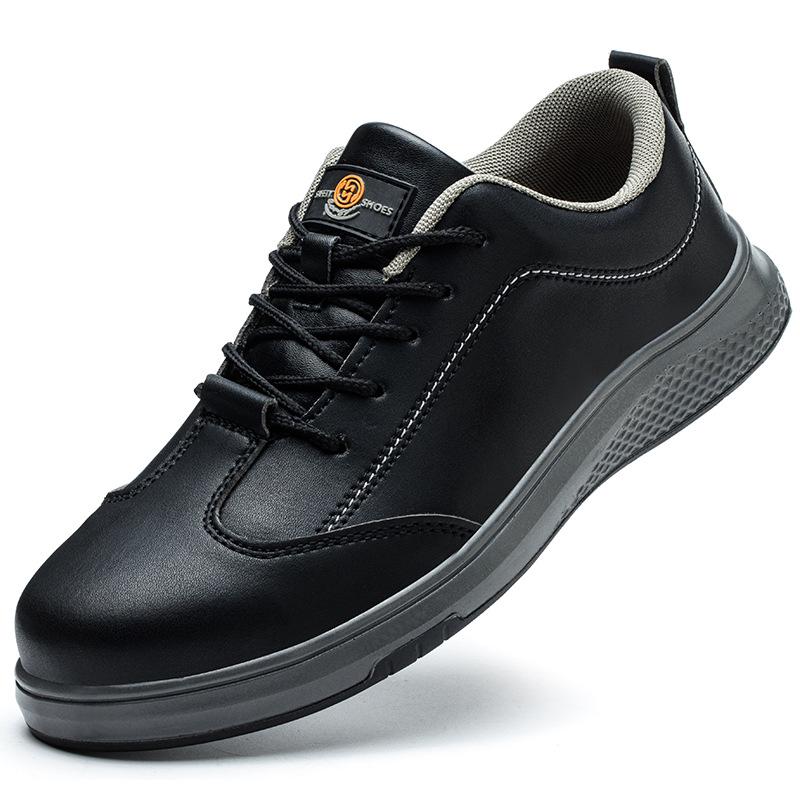 Men s Lightweight Anti-Smash, Anti-Puncture Safety Work Shoes for Construction Sites Black; 42