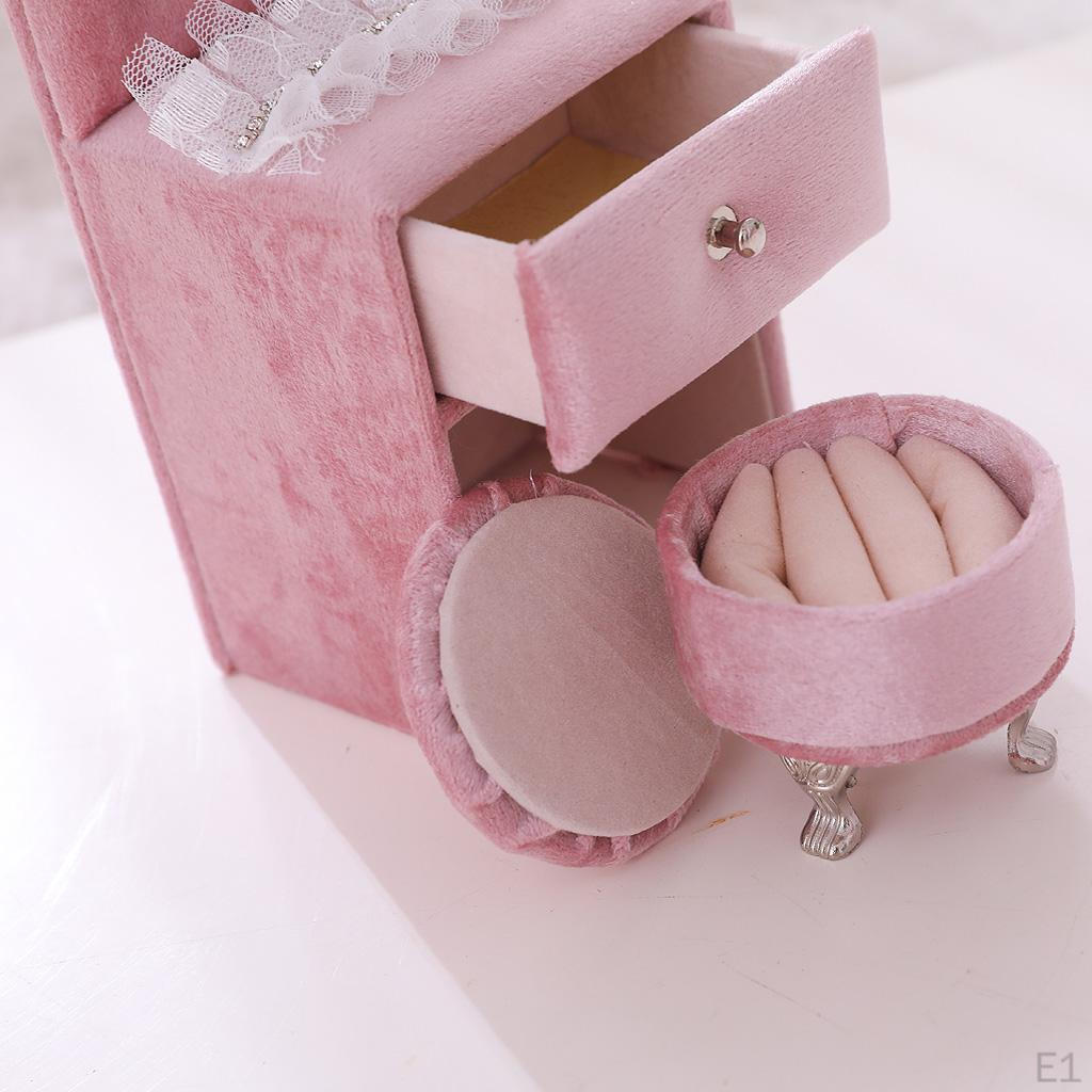 Lace Dresser Jewelry Box for Girls Organizer Necklace Earring Rings Holder Case with