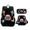 O Incrível Mundo de Gumball Mochila Frontal Redonda Estojo para Canetas Bolsa de Ombro Conjunto de 3 Peças Desenho Animado Anime Estampado Estudantes Meninos e Meninas