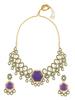 Purple Stone Green Meenakari Austrian Diamonds Necklace & Earring Set For Women