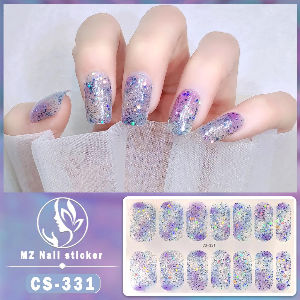 CS Waterproof No-Bake Gel Nail Polish: Full-Cover Korean-Style Multi-Color Glitter Nail Art Stickers