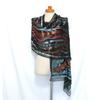 Used Beautiful condition, free shipping, WAKO, black, flocky print pattern, silk blend, large scarf (Made in France, black, silk, gorgeous, ceremony,