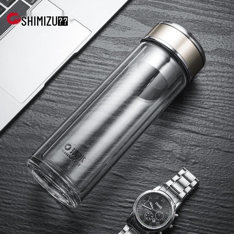 SHIMIZU Double-Wall Glass Tea Tumbler with Strainer