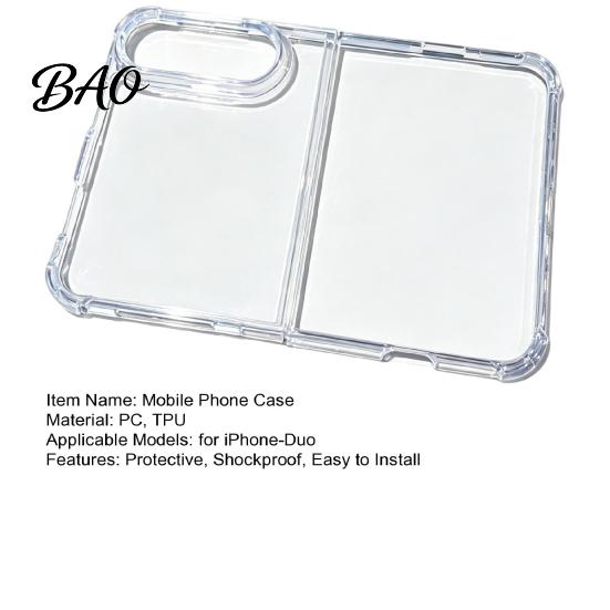 Shockproof Phone Case Clear for iPhone-Duo, Folding Cellphone Shock Absorbing Protective Cover, Perfect Fit Mobile Protector Shell Scratch Resistant