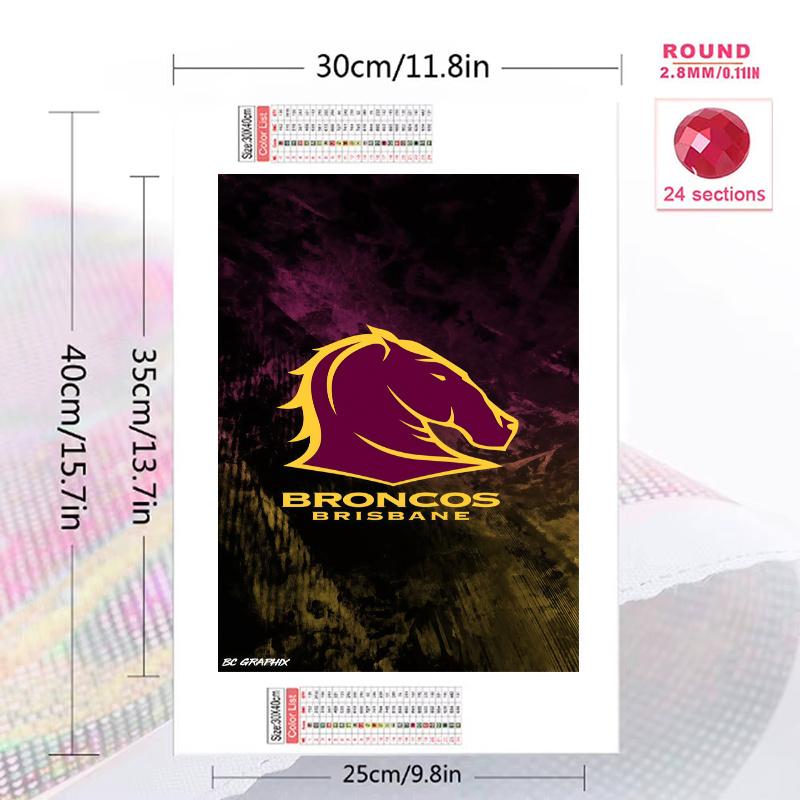 Broncos Nation 100% Round Full Drill 5D DIY Diamond Painting Embroidery Cross Stitch Rhinestone Décor