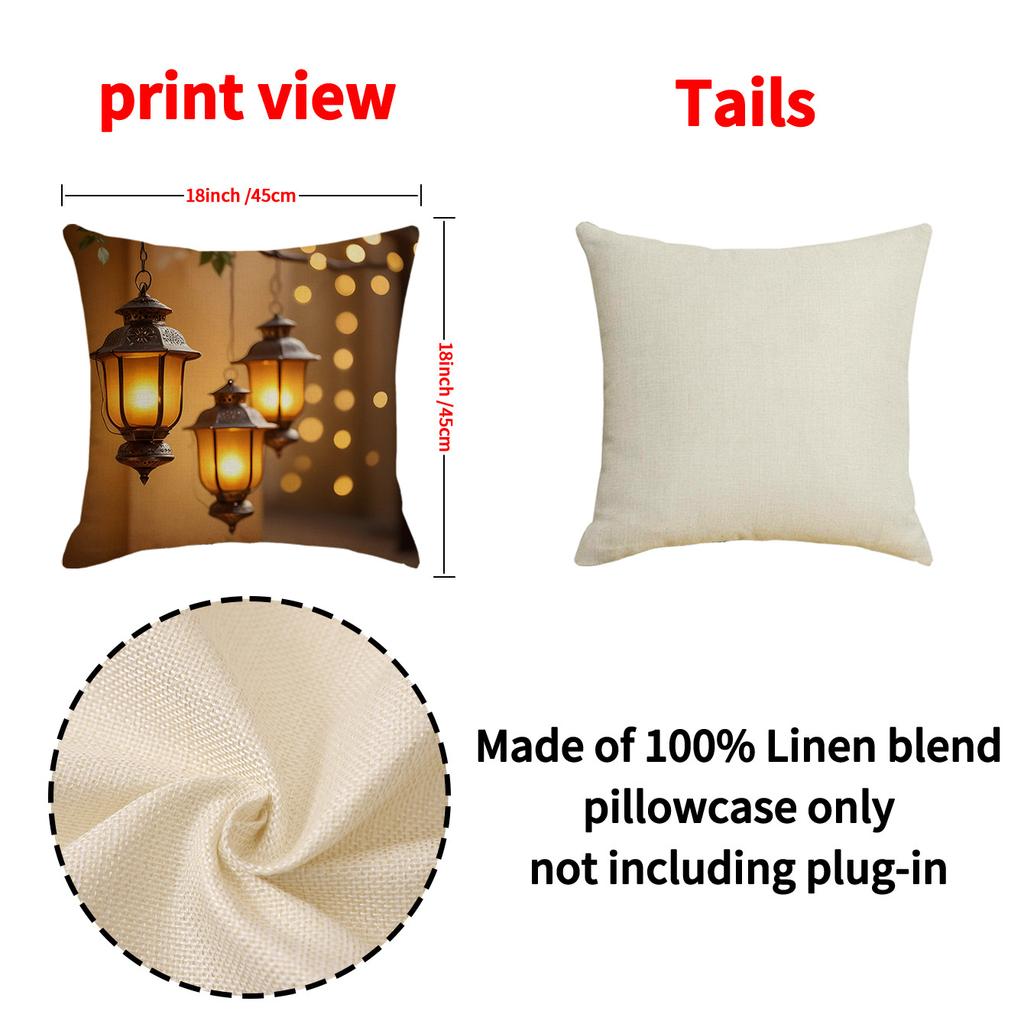 Moon Pillowcase Golden Lantern Print Decorative Seat Cushion Ethnic Atmosphere Arrangement Sofa Pillow