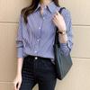 2023 Women's Korean Style Striped Cotton Shirt – Spring Loose Fit, Versatile for Inner or Outer Wear