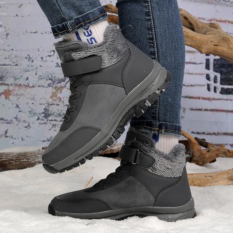 Wasserdichte Schneestiefel Plüsch Damen Stiefeletten Herren Rutschfeste Baumwollschuhe Fellgefütterte Winter Warm Outdoor Wanderschuhe