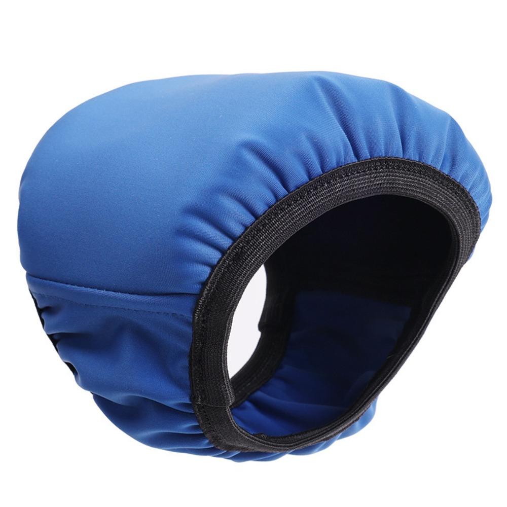 

Calming Hoodie Waterproof Dog Ear Muffs Noise Reduction Adjustable Pet Bathing Cap Elastic Comfort Pet Calming Hood Firework S синий