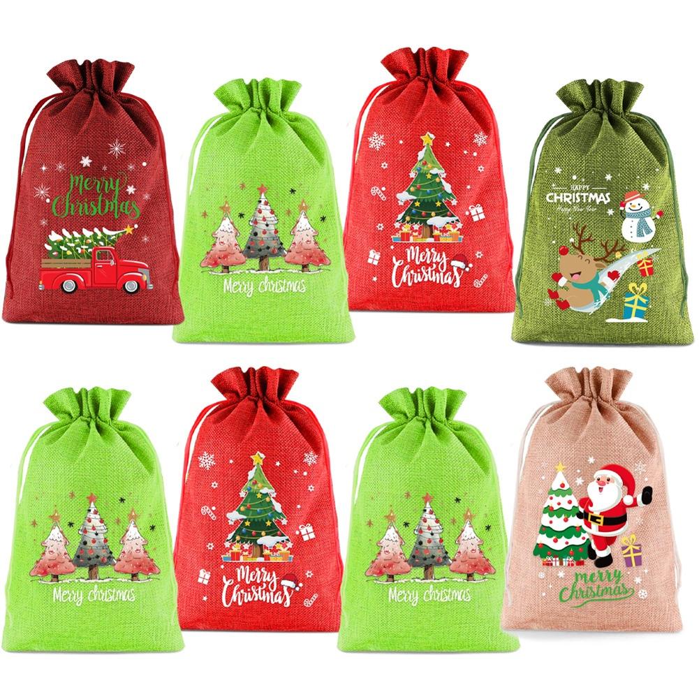 For Kids For Parties Holiday Present Bags Christmas Drawstring Bags Festive Gifting 20*30cm Assorted Colors Present Bags Xmas