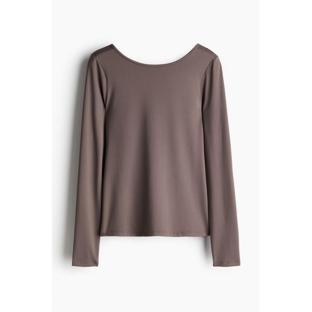 

H M Scoop Bag Microfiber Top Dark Taupe