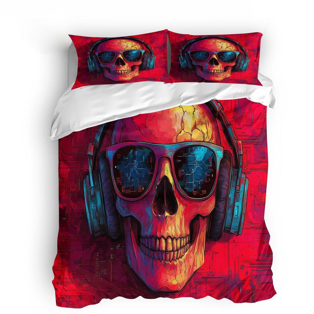 Flame Skull Down Comforter Set Bedding Set 3-piece Duvet Cover Set