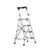 4 Step Ladder, Folding Step Stool with Wide Anti-Slip Pedal and Comfort Handgrip, 150 kg Capacity Portable Aluminum Stepladder, Multi-Use for Kitchen,