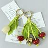Elegant Cherry Keychain Pu Leather Bag Pendant Funny Fruit Bag Charm  Key Ring
