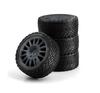SHEAWA 110 RC Car Run-Flat Tires and Wheel Rims (4-Piece Set) - Compatible with Kyosho, Tamiya, and Other 110 Scale RC Cars (Gray)