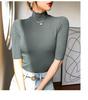 Elastic Slim Cotton Turtleneck T Shirts For Women Casual Short Sleeve Tee